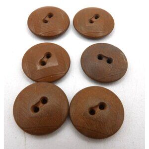 Dress Jacket Buttons Brown with Scribed w diamond Pattern 6 count 2 hole ¾ inch